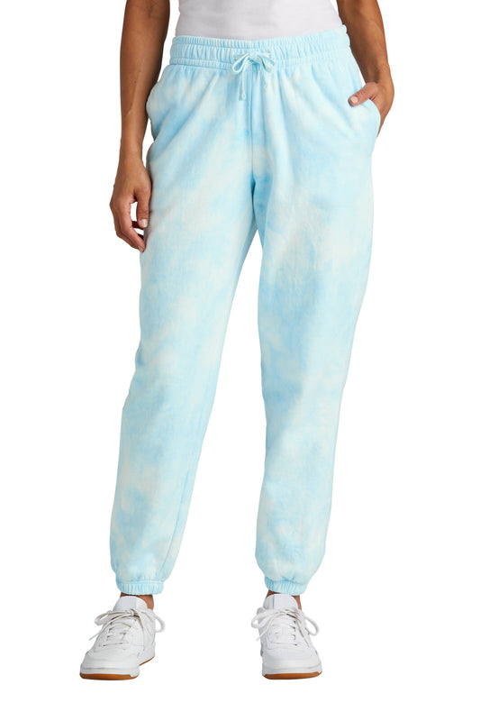 Port & Company Women's Beach Wash Cloud Tie-Dye Sweatpant LPC140P Glacier