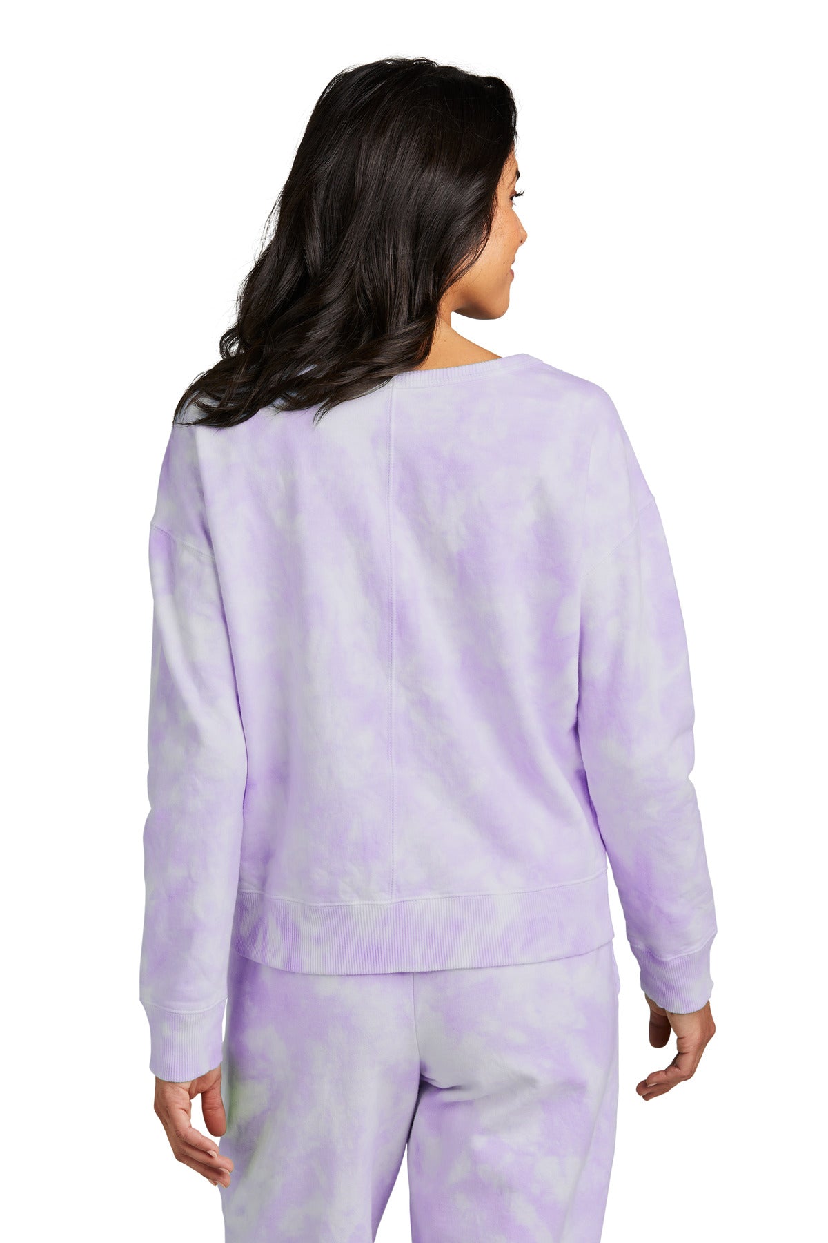 Port & Company Women's Beach Wash Cloud Tie-Dye V-Neck Sweatshirt LPC140V Amethyst