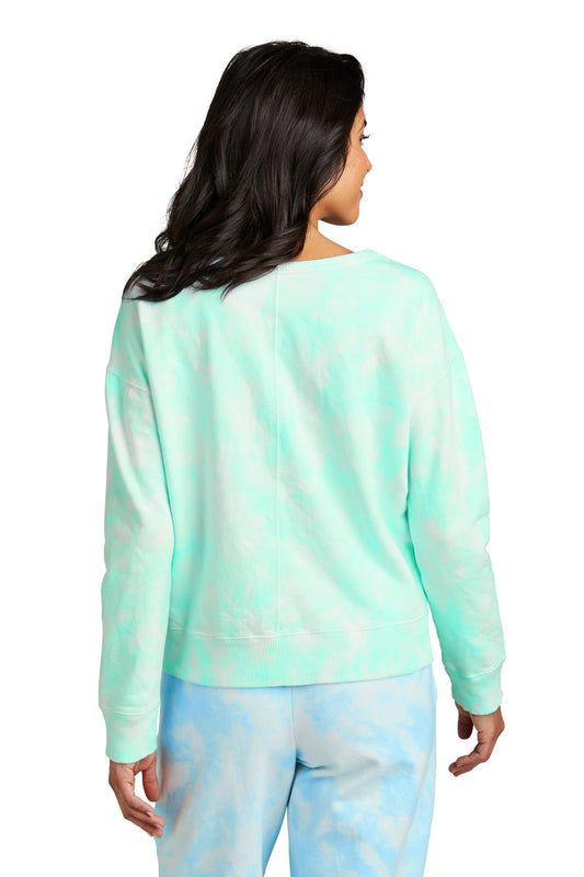 Port & Company Women's Beach Wash Cloud Tie-Dye V-Neck Sweatshirt LPC140V Cool Mint