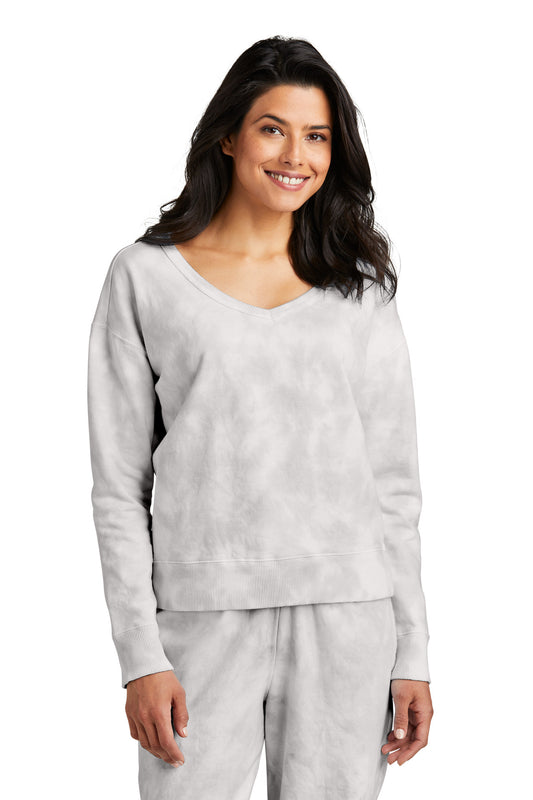 Port & Company Women's Beach Wash Cloud Tie-Dye V-Neck Sweatshirt LPC140V Dove Grey