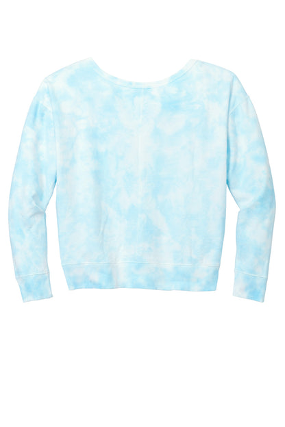 Port & Company Women's Beach Wash Cloud Tie-Dye V-Neck Sweatshirt LPC140V Glacier