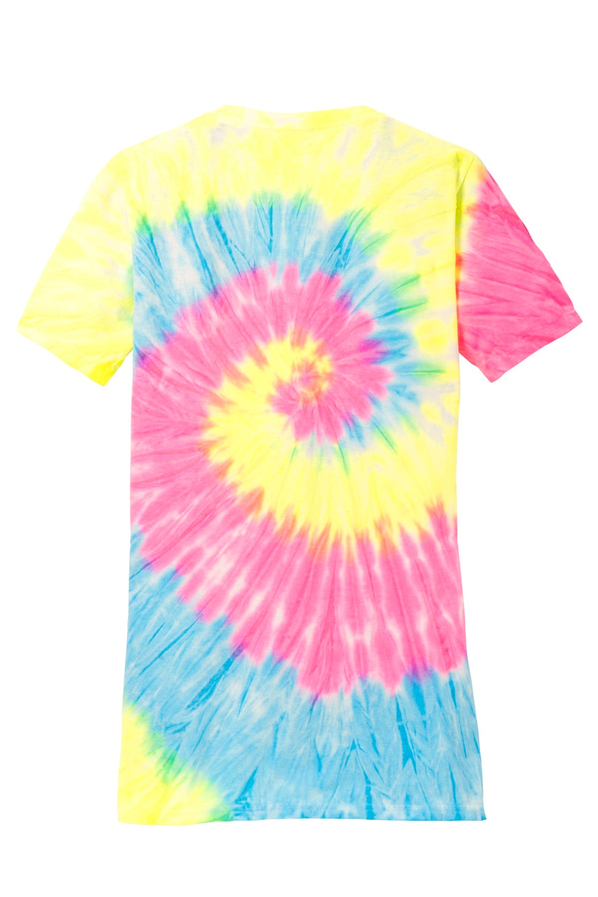 Port & Company Women's Tie-Dye V-Neck Tee.  LPC147V Neon Rainbow