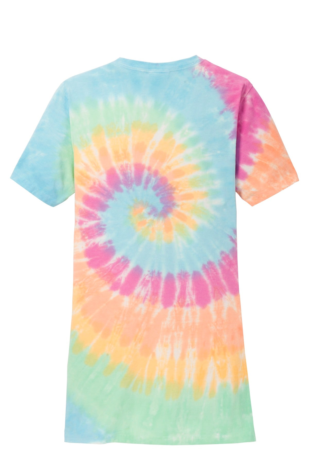 Port & Company Women's Tie-Dye V-Neck Tee.  LPC147V Pastel Rainbow