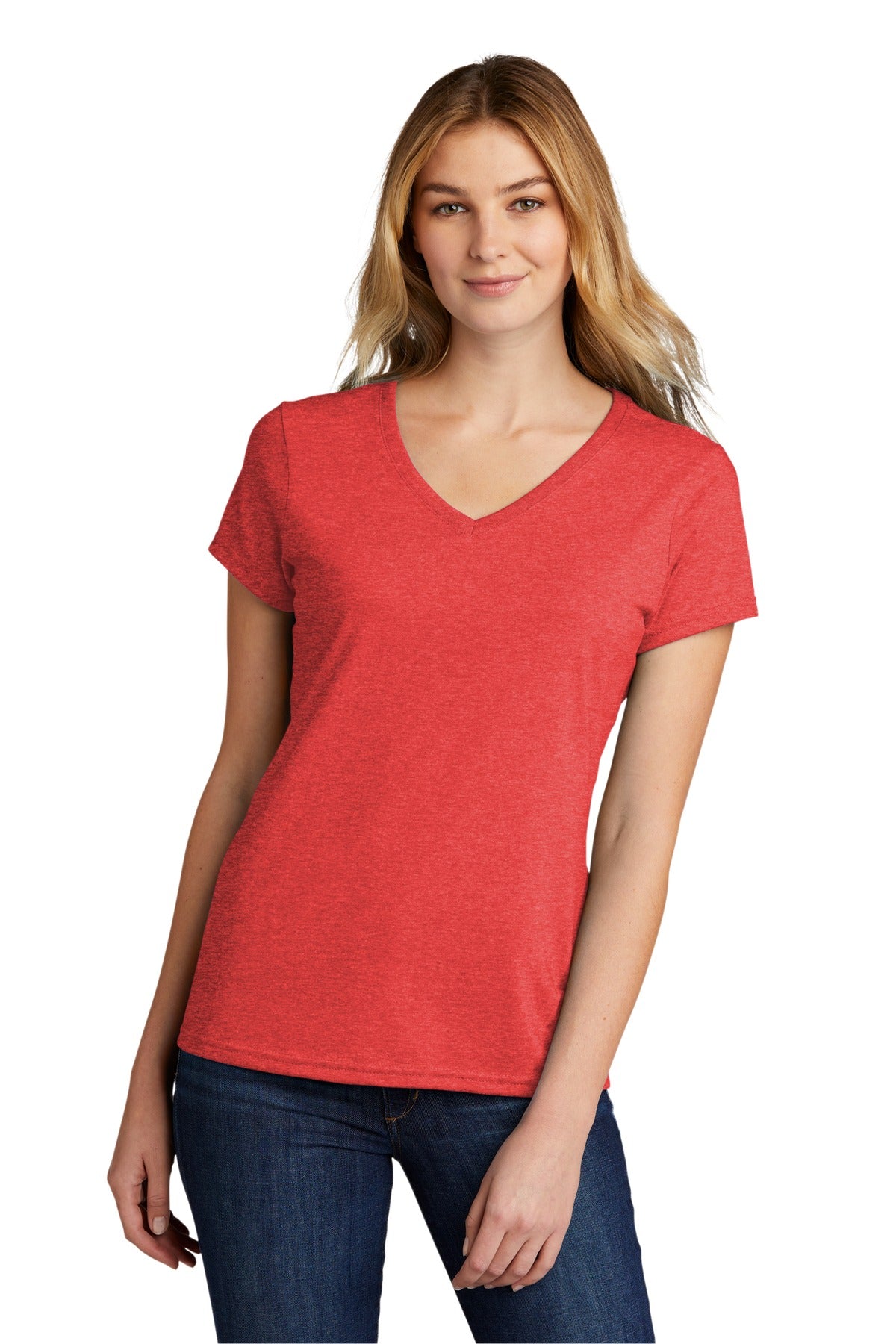 Port & Company  Women's Tri-Blend V-Neck Tee. LPC330V Bright Red Heather
