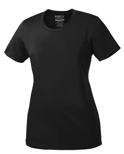 Port & Company Women's Performance Tee. LPC380 Jet Black
