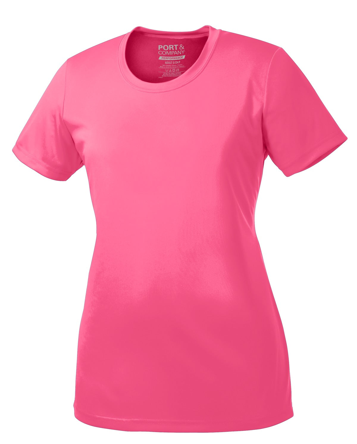 Port & Company Women's Performance Tee. LPC380 Neon Pink