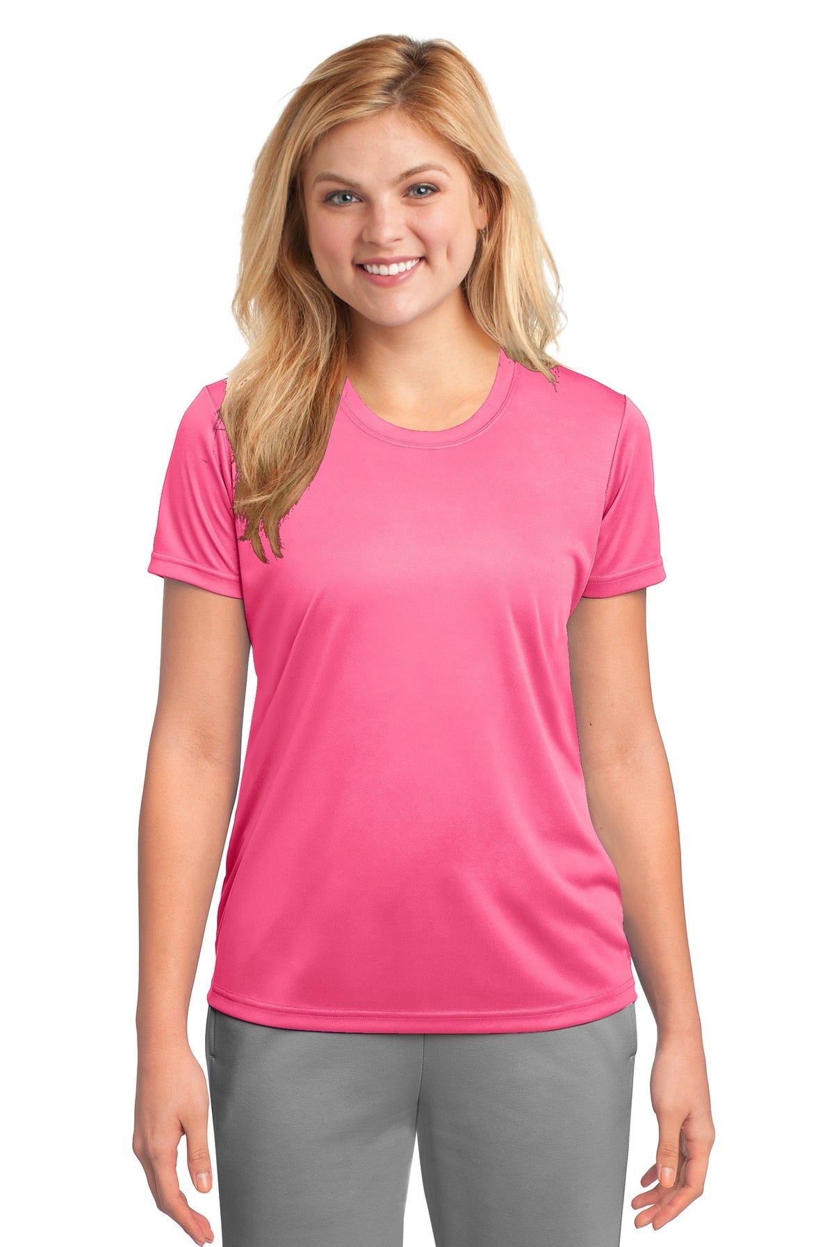 Port & Company Women's Performance Tee. LPC380 Neon Pink