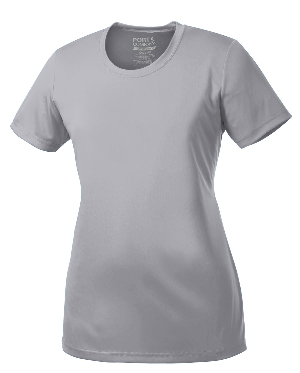 Port & Company Women's Performance Tee. LPC380 Silver