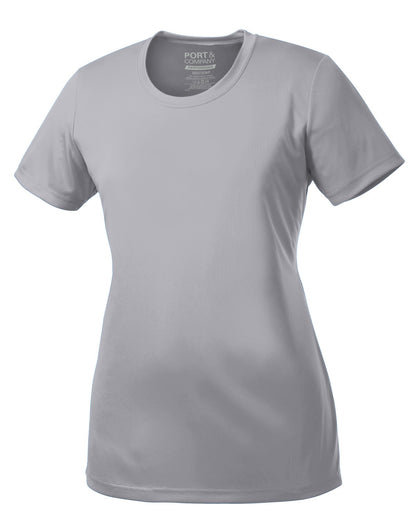 Port & Company Women's Performance Tee. LPC380 Silver