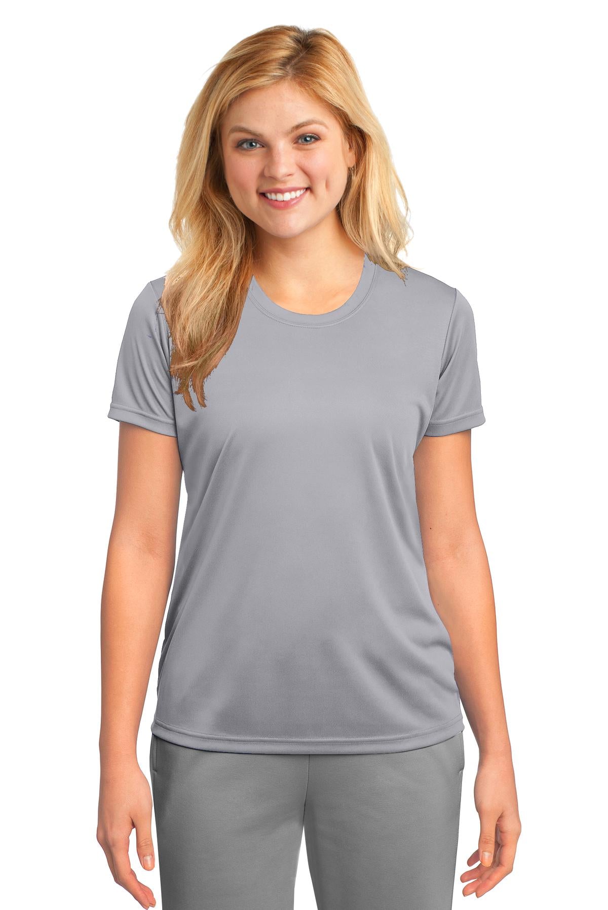 Port & Company Women's Performance Tee. LPC380 Silver