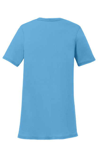 Port & Company Women's Performance Blend V-Neck Tee. LPC381V Aquatic Blue