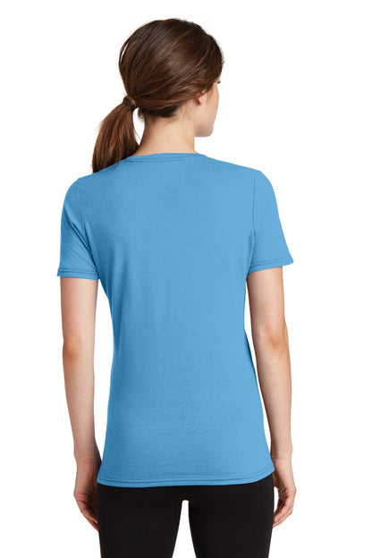 Port & Company Women's Performance Blend V-Neck Tee. LPC381V Aquatic Blue