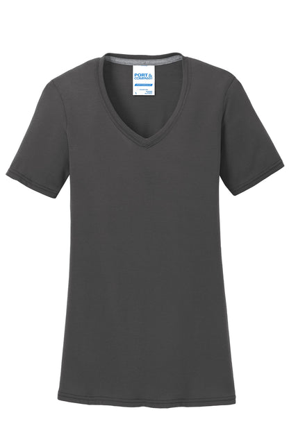 Port & Company Women's Performance Blend V-Neck Tee. LPC381V Charcoal