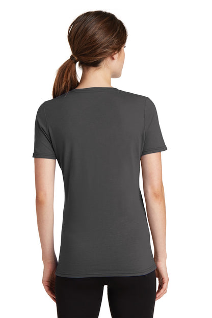Port & Company Women's Performance Blend V-Neck Tee. LPC381V Charcoal