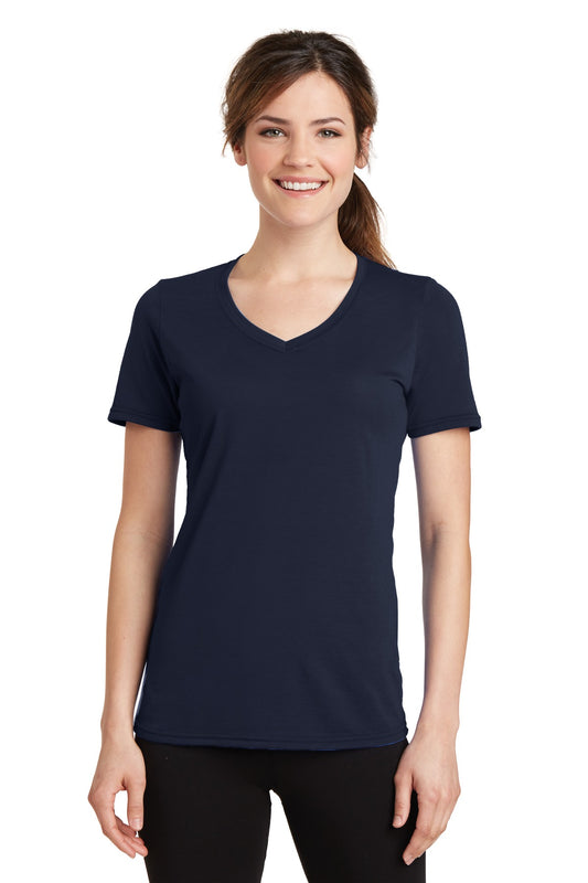 Port & Company Women's Performance Blend V-Neck Tee. LPC381V Deep Navy