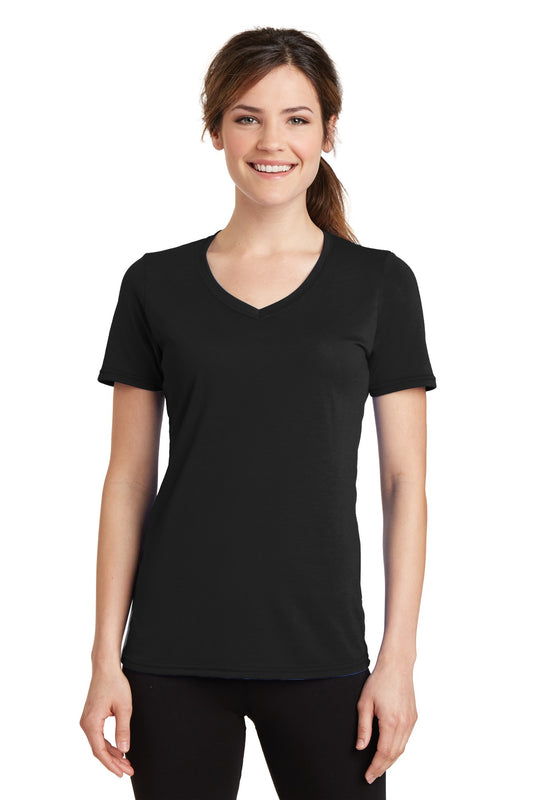 Port & Company Women's Performance Blend V-Neck Tee. LPC381V Jet Black