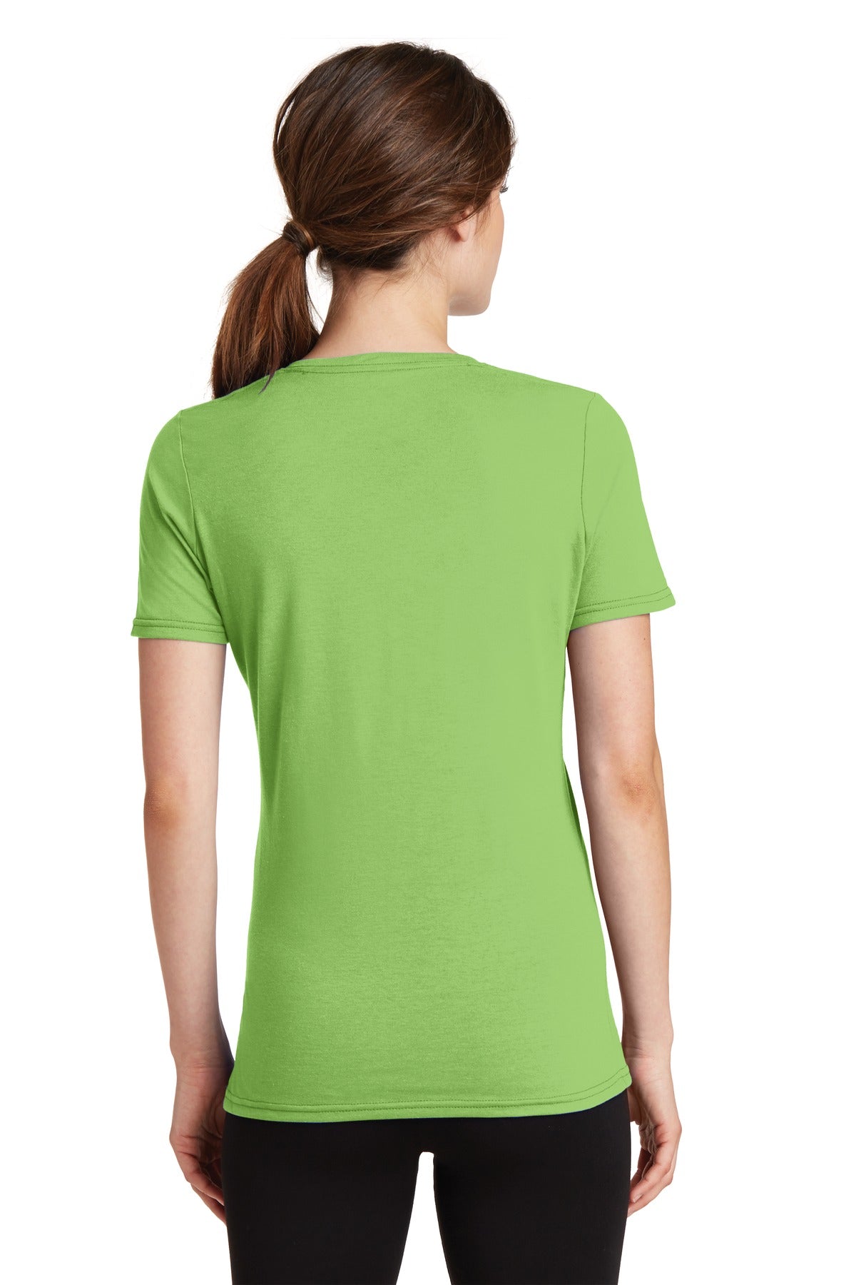 Port & Company Women's Performance Blend V-Neck Tee. LPC381V Lime