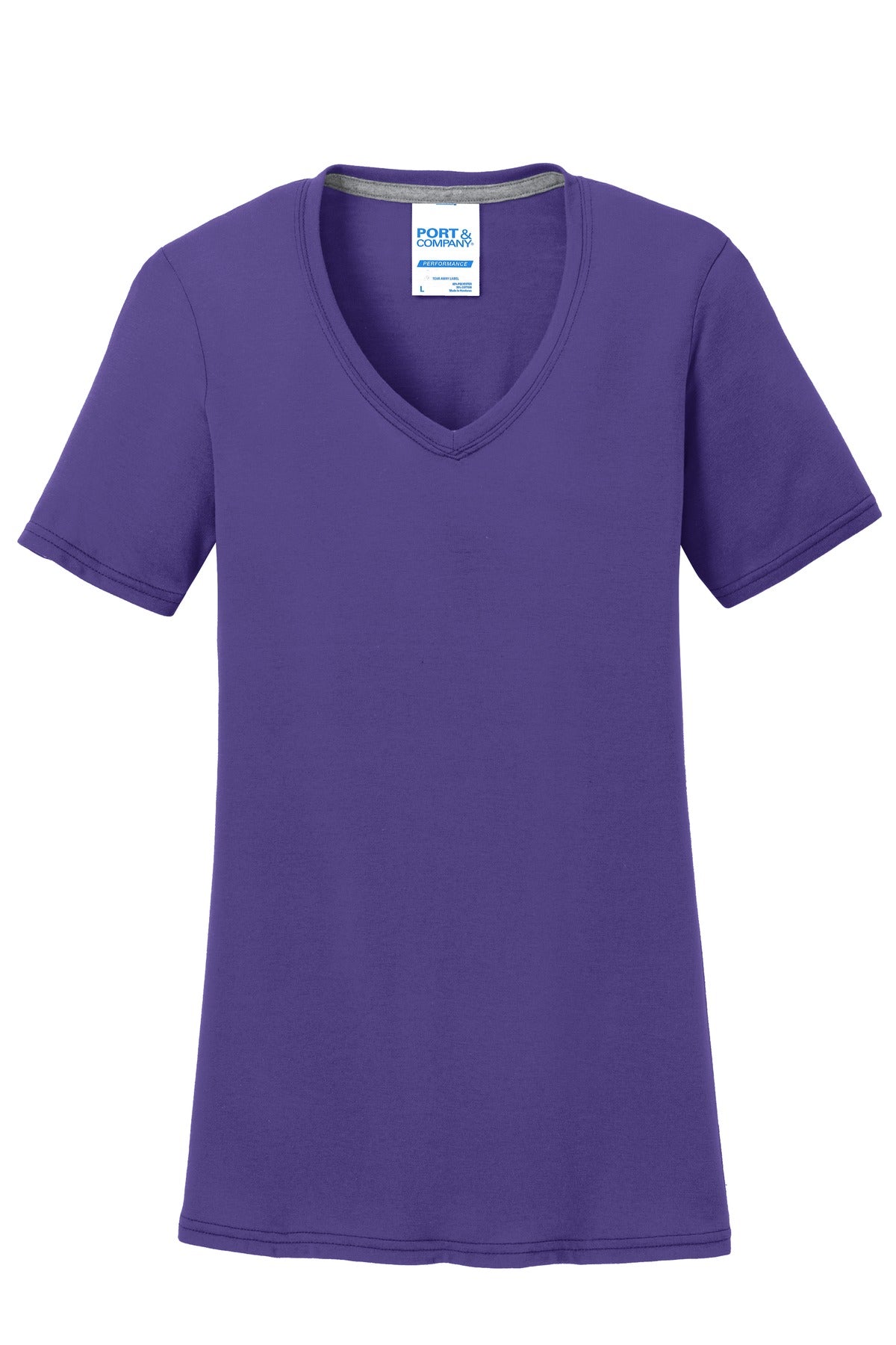 Port & Company Women's Performance Blend V-Neck Tee. LPC381V Purple