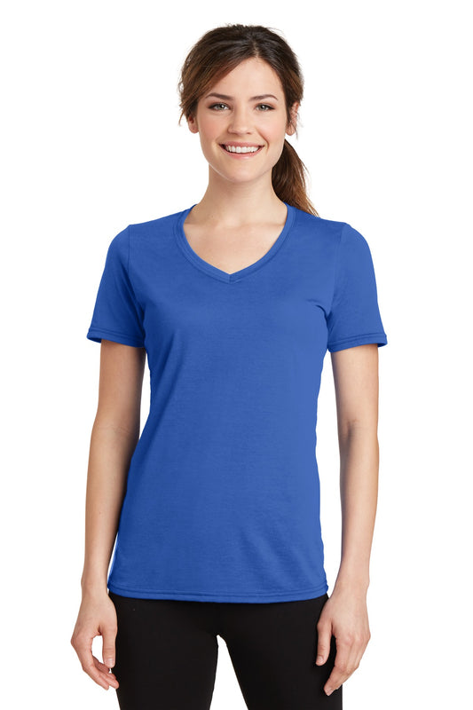 Port & Company Women's Performance Blend V-Neck Tee. LPC381V True Royal