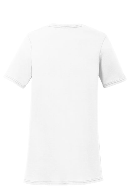 Port & Company Women's Performance Blend V-Neck Tee. LPC381V White