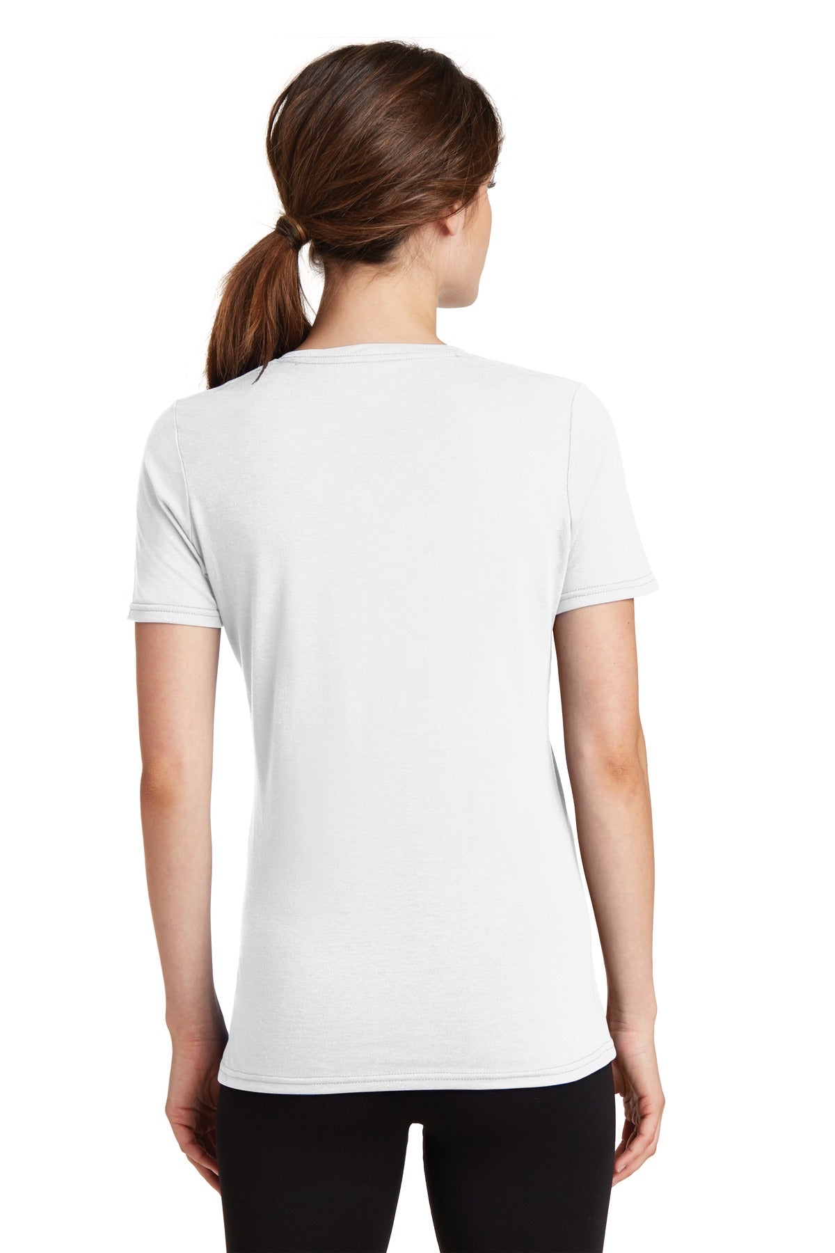 Port & Company Women's Performance Blend V-Neck Tee. LPC381V White
