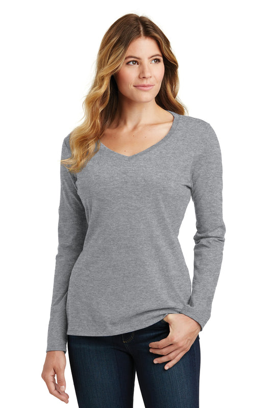 Port & Company Women's Long Sleeve Fan Favorite V-Neck Tee. LPC450VLS Athletic Heather