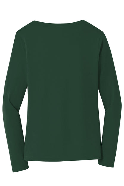 Port & Company Women's Long Sleeve Fan Favorite V-Neck Tee. LPC450VLS Forest Green