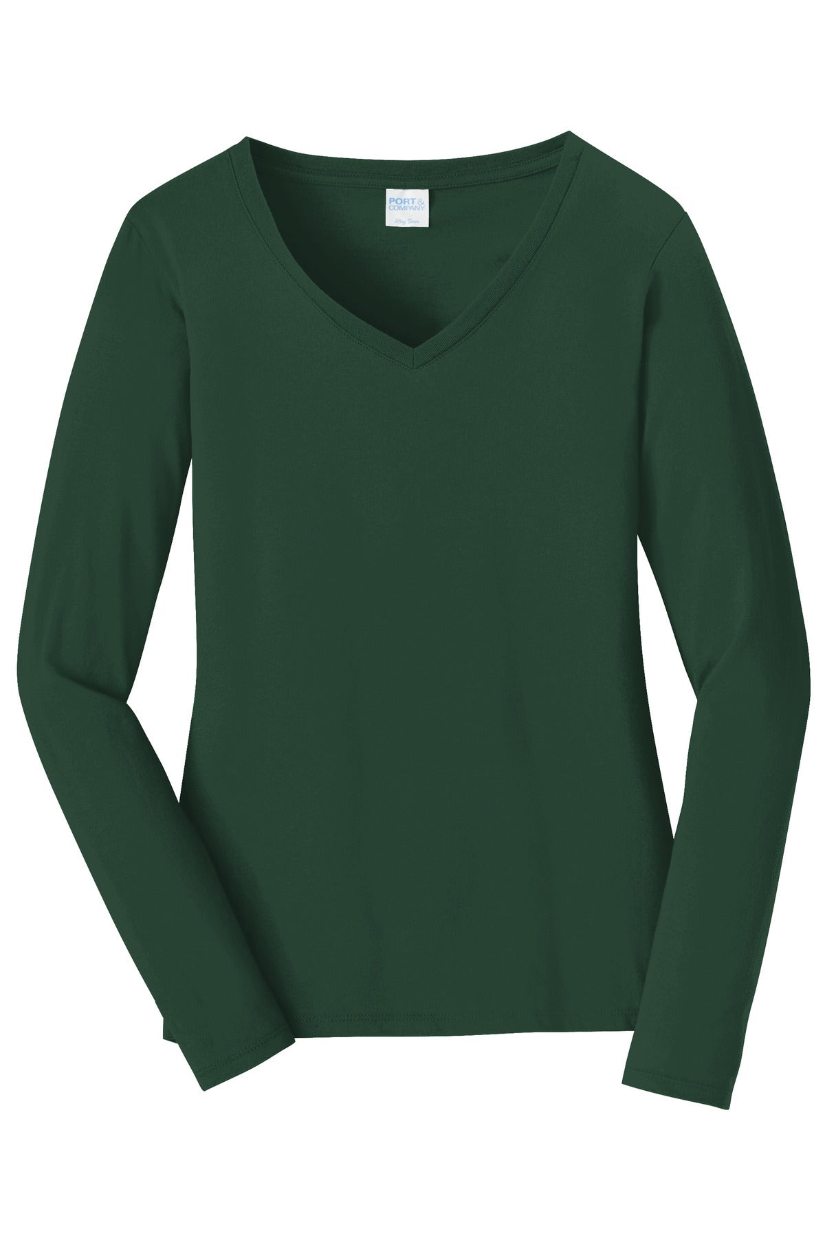 Port & Company Women's Long Sleeve Fan Favorite V-Neck Tee. LPC450VLS Forest Green