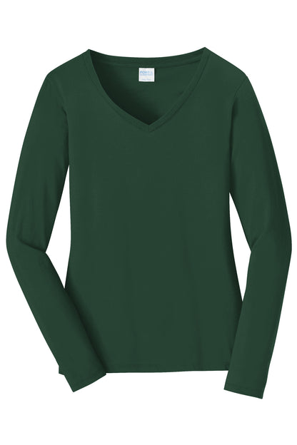Port & Company Women's Long Sleeve Fan Favorite V-Neck Tee. LPC450VLS Forest Green