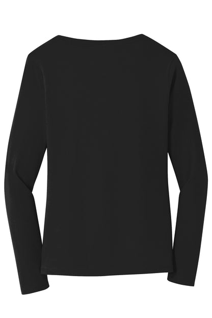 Port & Company Women's Long Sleeve Fan Favorite V-Neck Tee. LPC450VLS Jet Black