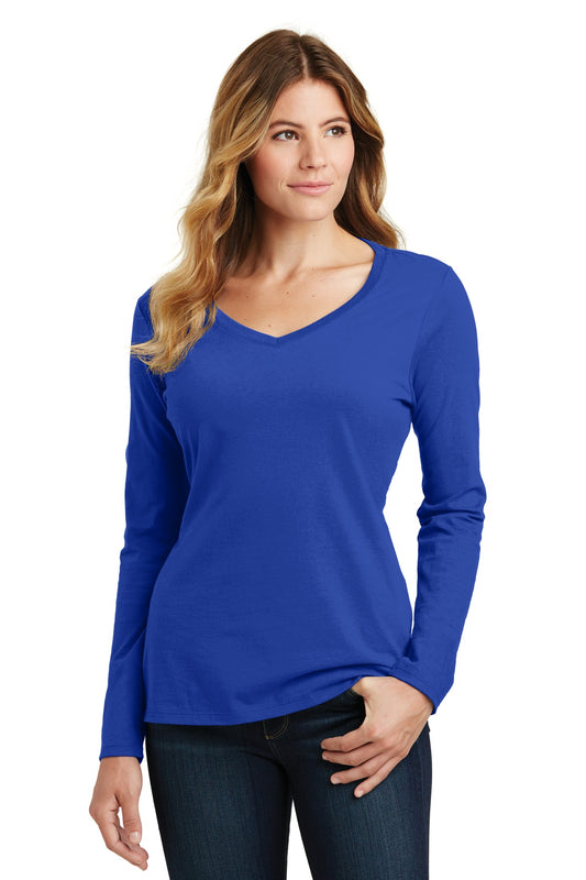 Port & Company Women's Long Sleeve Fan Favorite V-Neck Tee. LPC450VLS True Royal