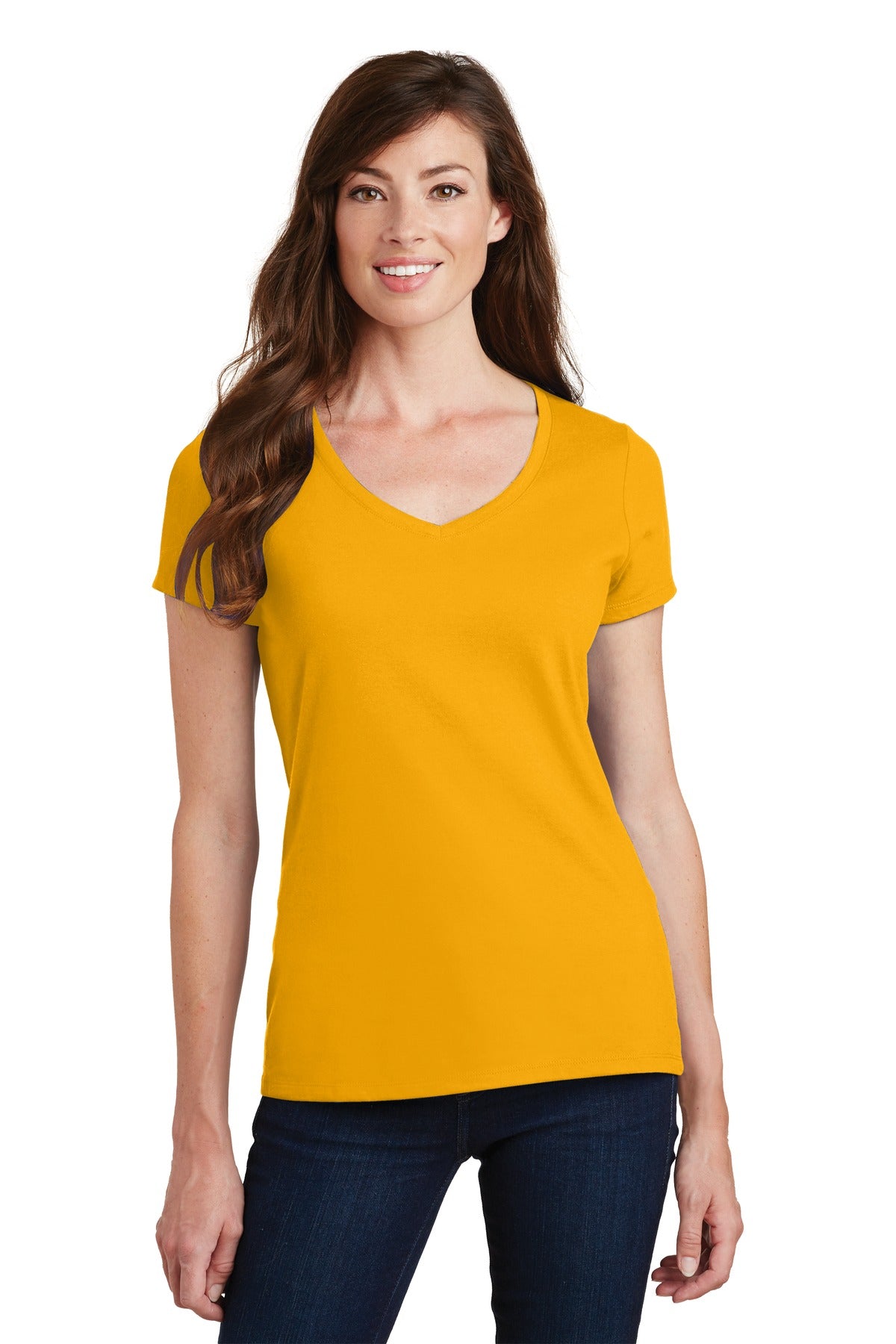 Port & Company Women's Fan Favorite V-Neck Tee. LPC450V Bright Gold