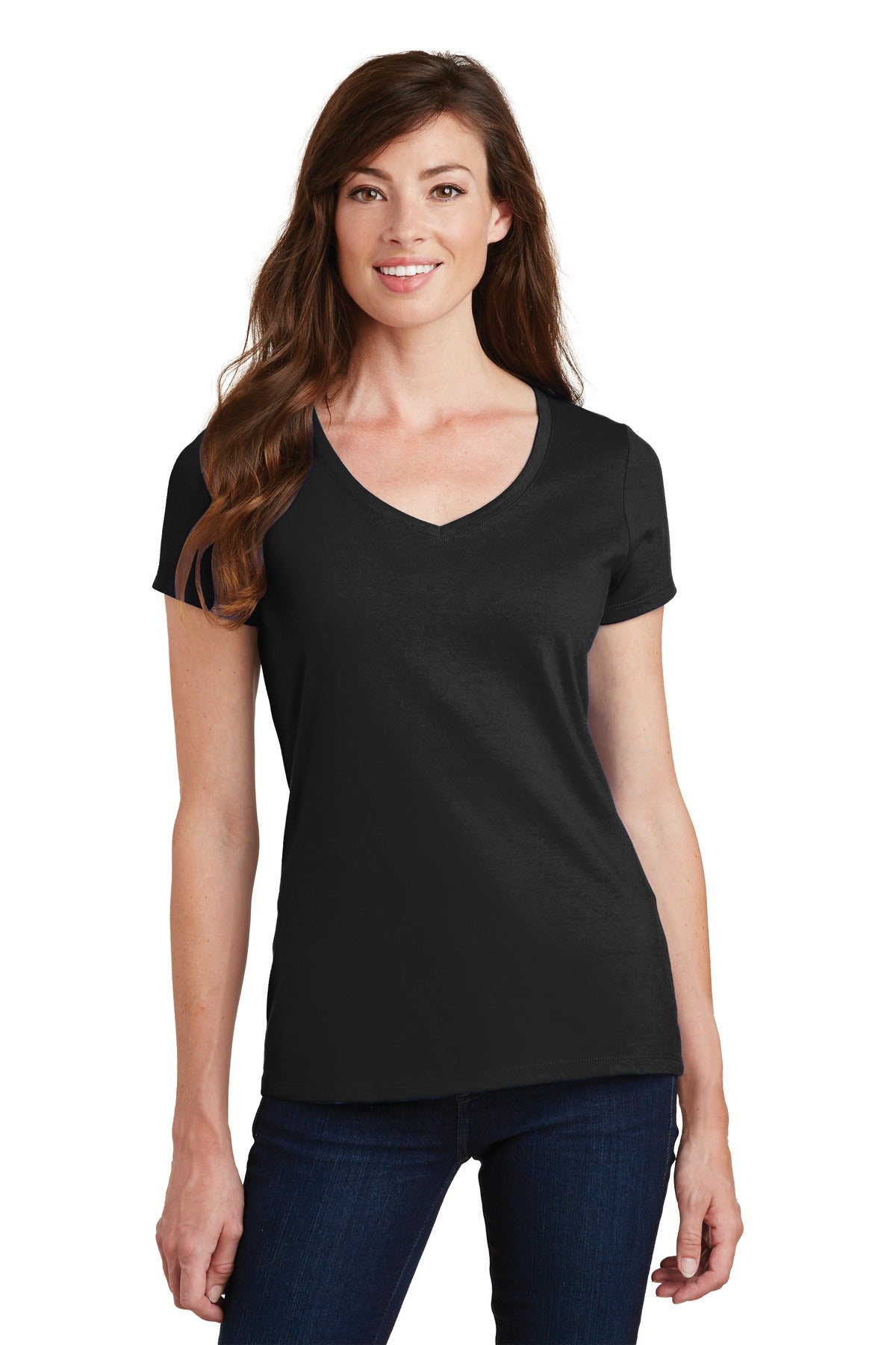 Port & Company Women's Fan Favorite V-Neck Tee. LPC450V Jet Black
