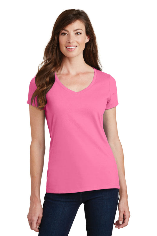 Port & Company Women's Fan Favorite V-Neck Tee. LPC450V New Pink