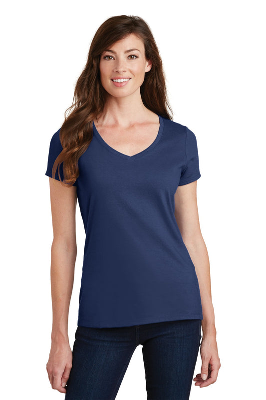 Port & Company Women's Fan Favorite V-Neck Tee. LPC450V Team Navy