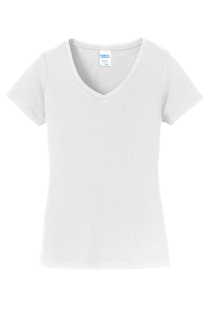 Port & Company Women's Fan Favorite V-Neck Tee. LPC450V White