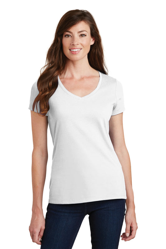 Port & Company Women's Fan Favorite V-Neck Tee. LPC450V White