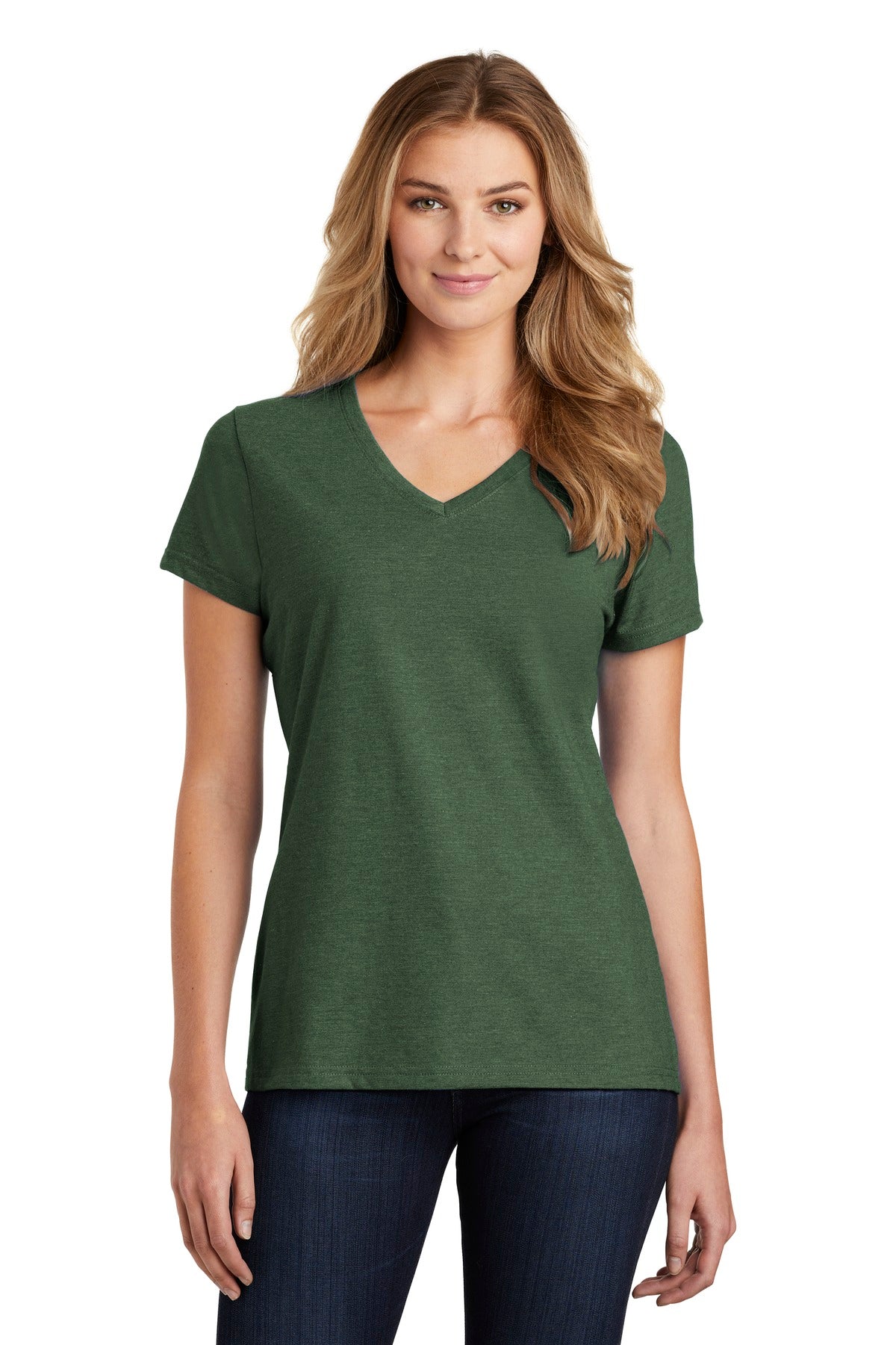 Port & Company  Women's Fan Favorite  Blend V-Neck Tee. LPC455V Forest Green Heather