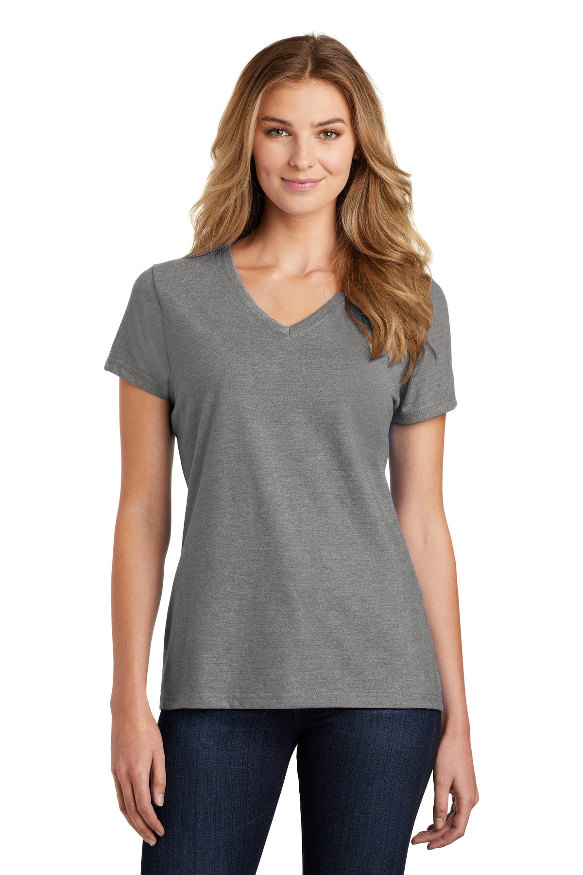 Port & Company  Women's Fan Favorite  Blend V-Neck Tee. LPC455V Graphite Heather