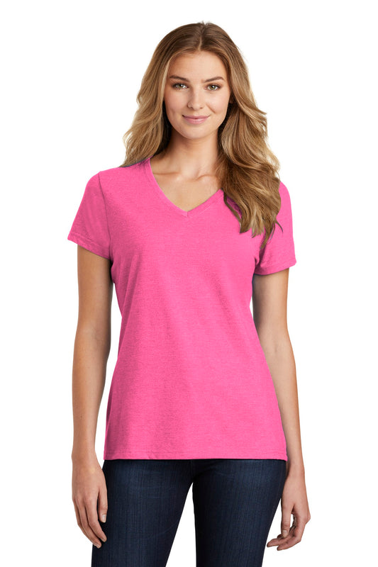 Port & Company  Women's Fan Favorite  Blend V-Neck Tee. LPC455V Neon Pink Heather