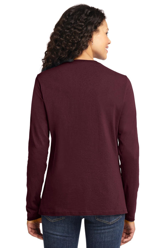 Port & Company Women's Long Sleeve Core Cotton Tee. LPC54LS Athletic Maroon