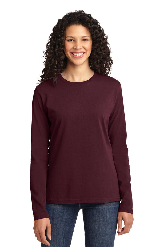 Port & Company Women's Long Sleeve Core Cotton Tee. LPC54LS Athletic Maroon