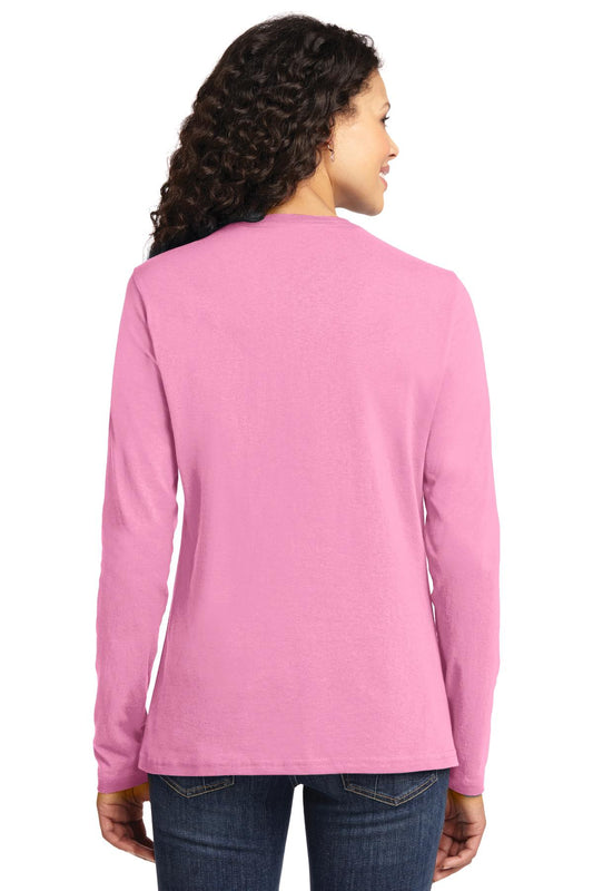 Port & Company Women's Long Sleeve Core Cotton Tee. LPC54LS Candy Pink