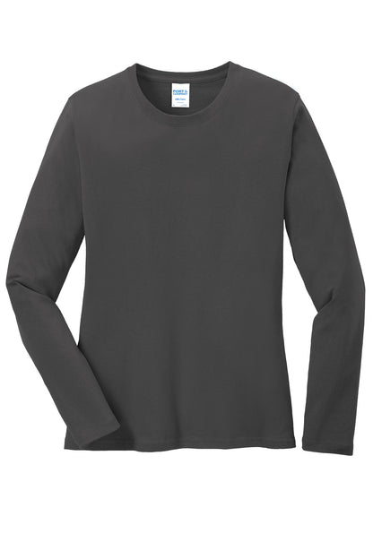 Port & Company Women's Long Sleeve Core Cotton Tee. LPC54LS Charcoal