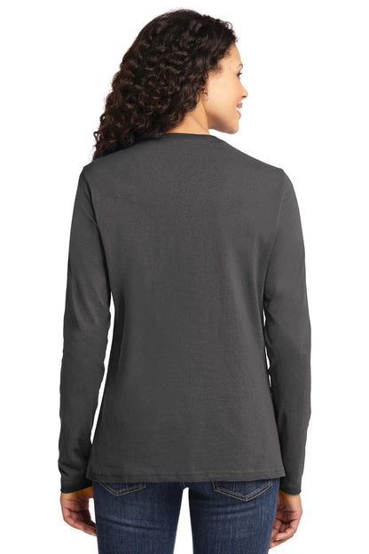 Port & Company Women's Long Sleeve Core Cotton Tee. LPC54LS Charcoal