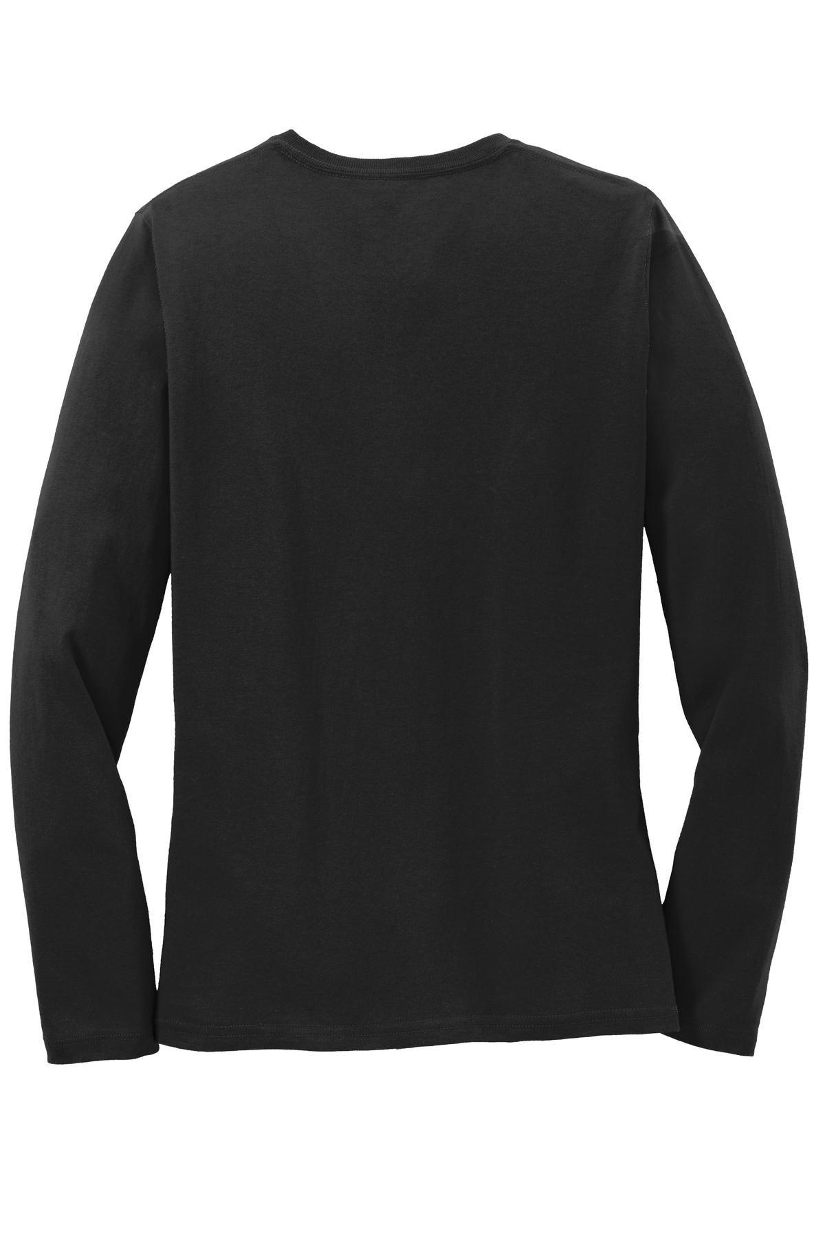 Port & Company Women's Long Sleeve Core Cotton Tee. LPC54LS Jet Black