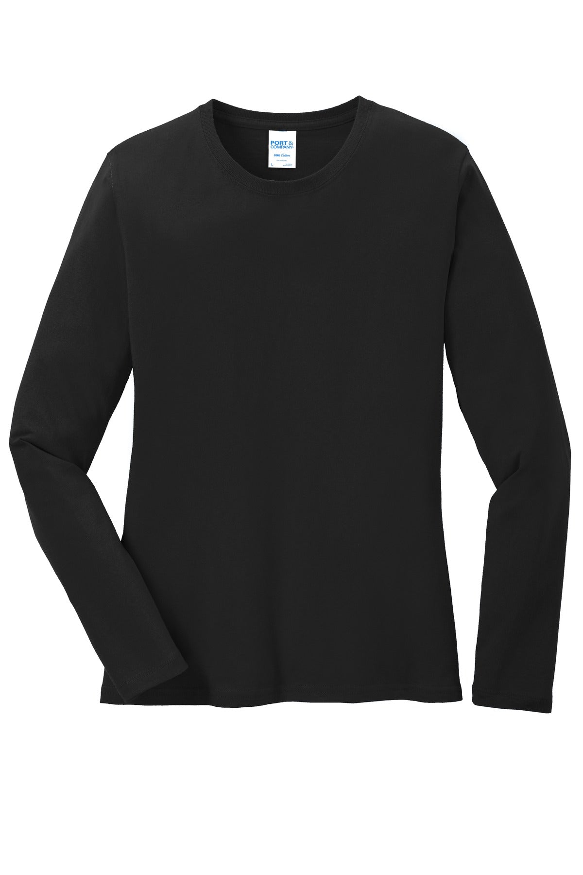 Port & Company Women's Long Sleeve Core Cotton Tee. LPC54LS Jet Black