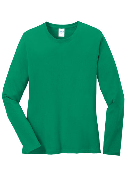 Port & Company Women's Long Sleeve Core Cotton Tee. LPC54LS Kelly