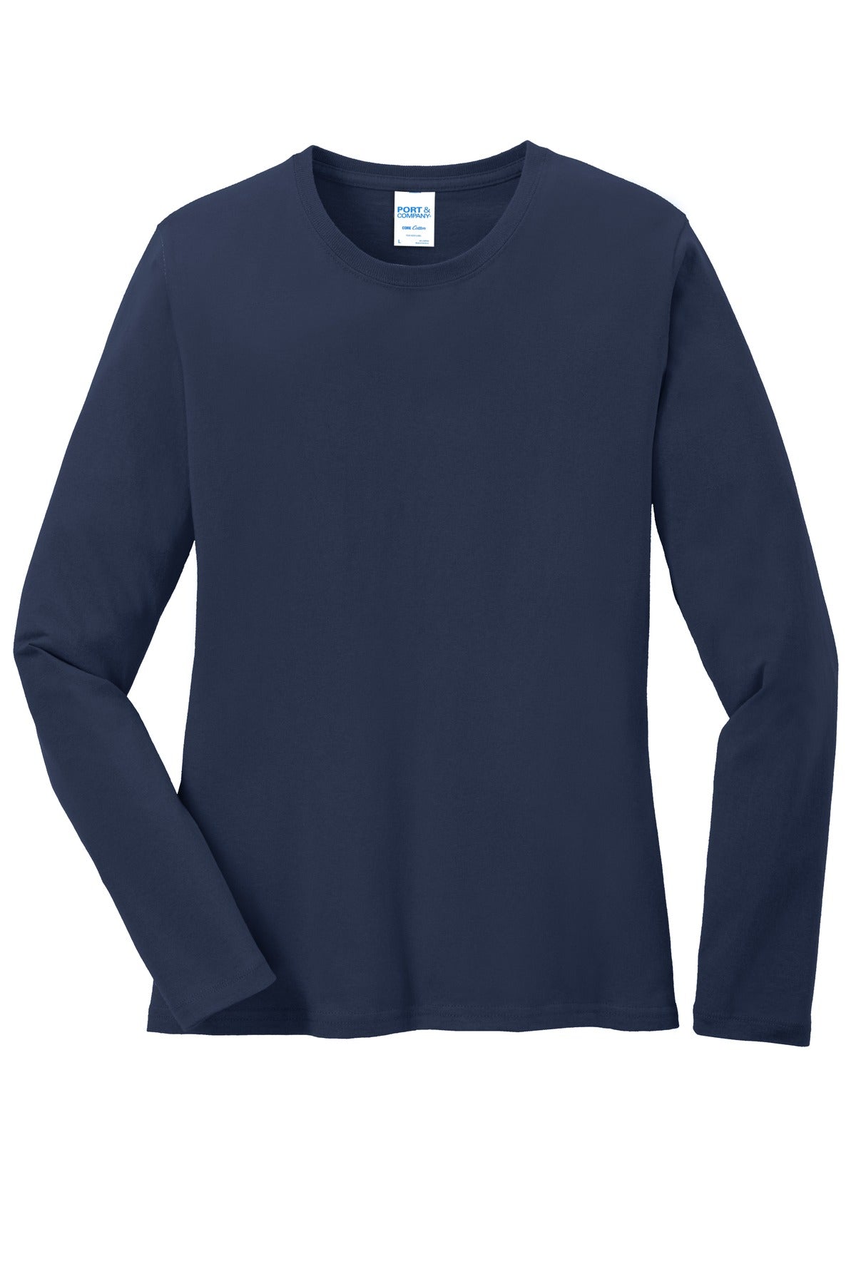 Port & Company Women's Long Sleeve Core Cotton Tee. LPC54LS Navy