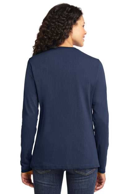 Port & Company Women's Long Sleeve Core Cotton Tee. LPC54LS Navy
